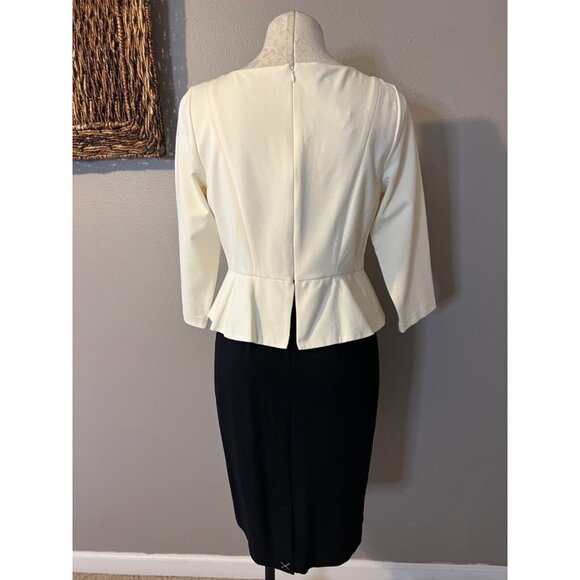 Talbots Dress 8P Black Cream Stretch 3/4 Long Sleeve Career Church NWT NEW - Picture 4 of 9